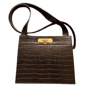 NWOT SIMONS Women, Genuine Leather, Croc, Gold Hardware, Shoulder Bag